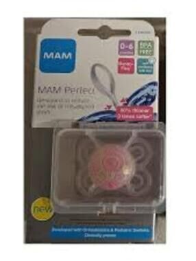 new MAM Perfect Silicone Pacifier Assorted Colors 0-6 Months